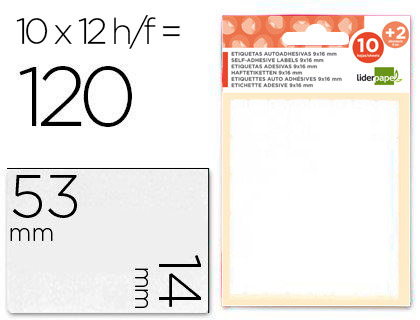 12 hojas con 120 etiquetas Liderpapel 14x53mm.